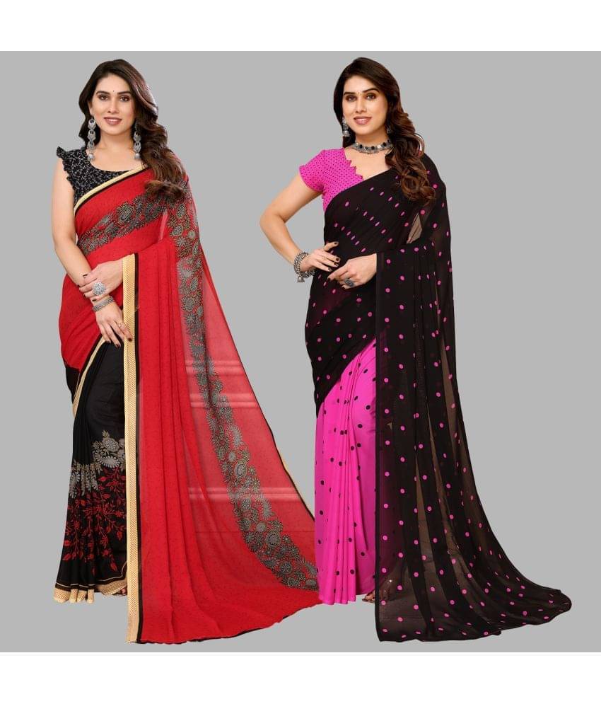 Kashvi Sarees Georgette Printed Saree With Unstitched Blouse Piece ( Multicolor ) Kashvi Sarees Georgette Printed Saree With Unstitched Blouse Piece ( Multicolor )
