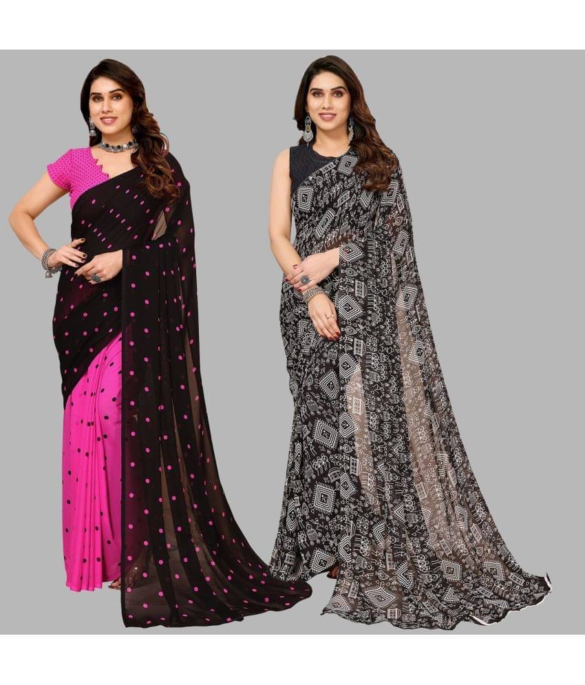 Kashvi Sarees Georgette Printed Saree With Unstitched Blouse Piece ( Multicolor ) Kashvi Sarees Georgette Printed Saree With Unstitched Blouse Piece ( Multicolor )