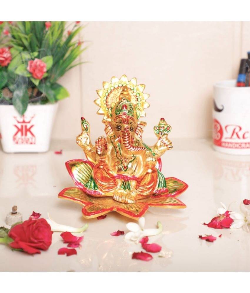     			KridayKraft Aluminium Lord Ganesha Idol ( 16 cm )