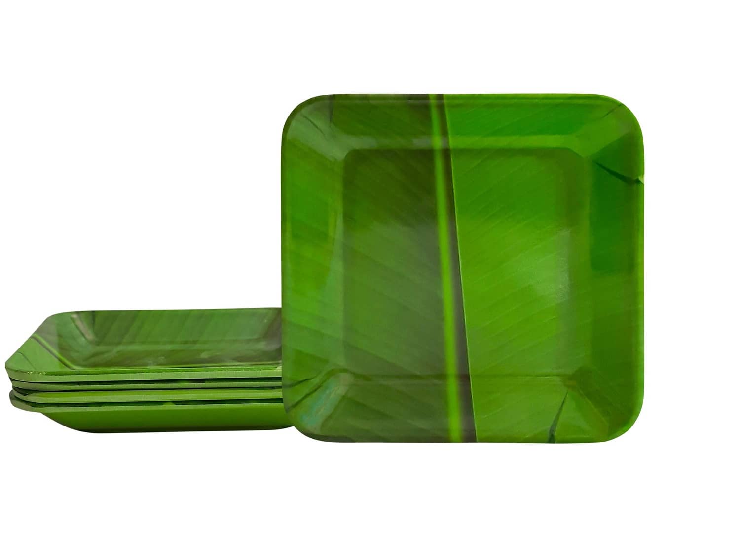 Laserbot 6 Pcs Melamine Dark Green Dessert Plate