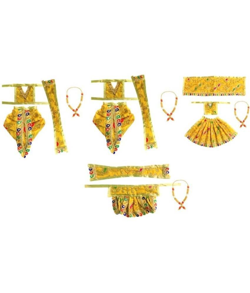 MURLIWALE Ram Sita Yellow Silk Dress ( Pack of 4 )