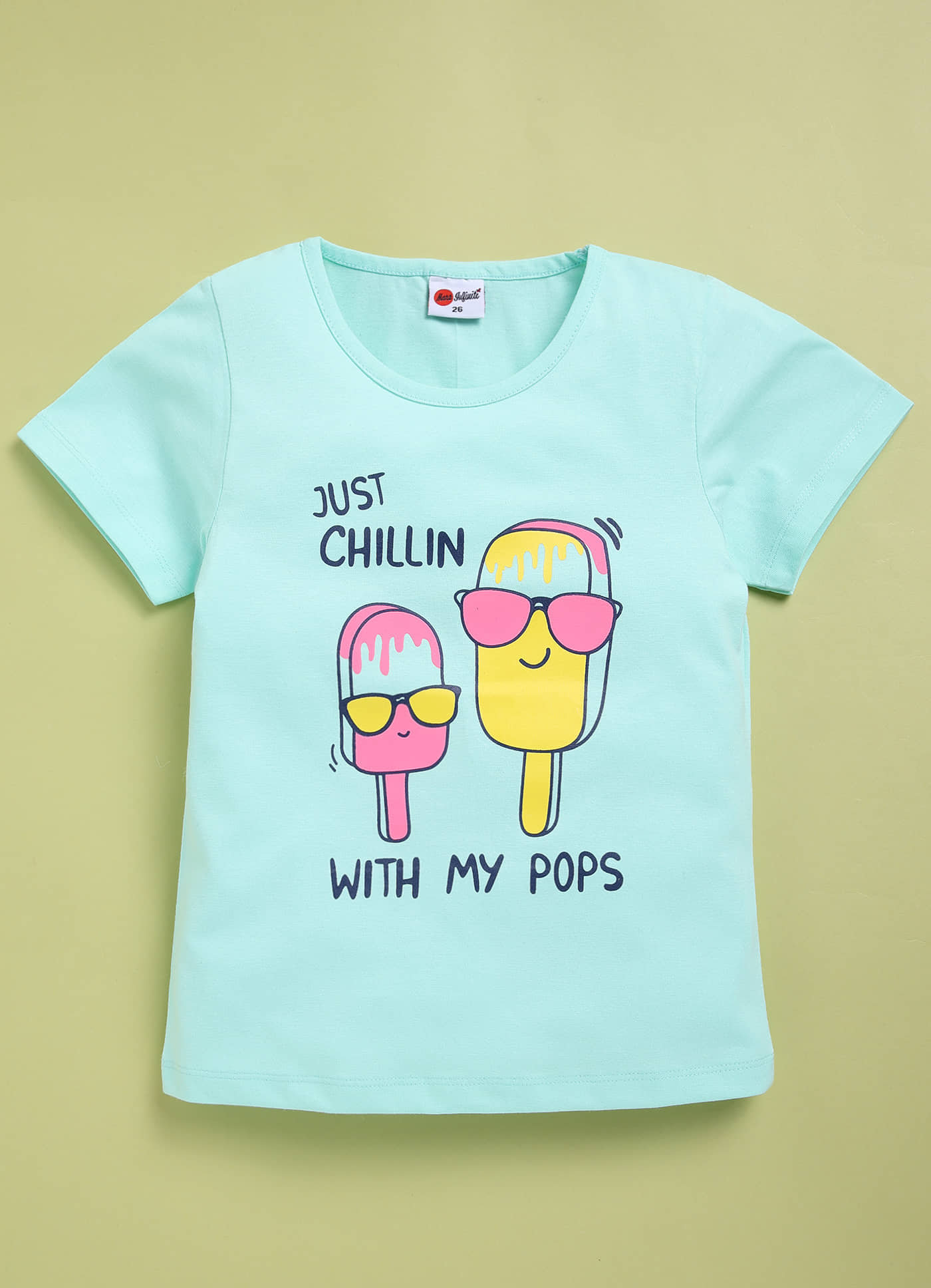 Mars Infiniti Pack of 1 Girls Cotton T-Shirt ( Light Blue )