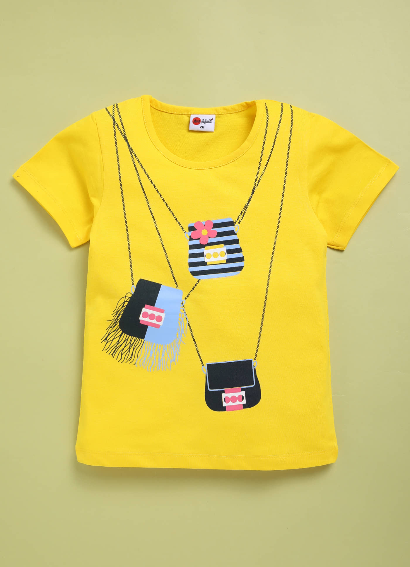 Mars Infiniti Pack of 1 Girls Cotton T-Shirt ( Yellow )