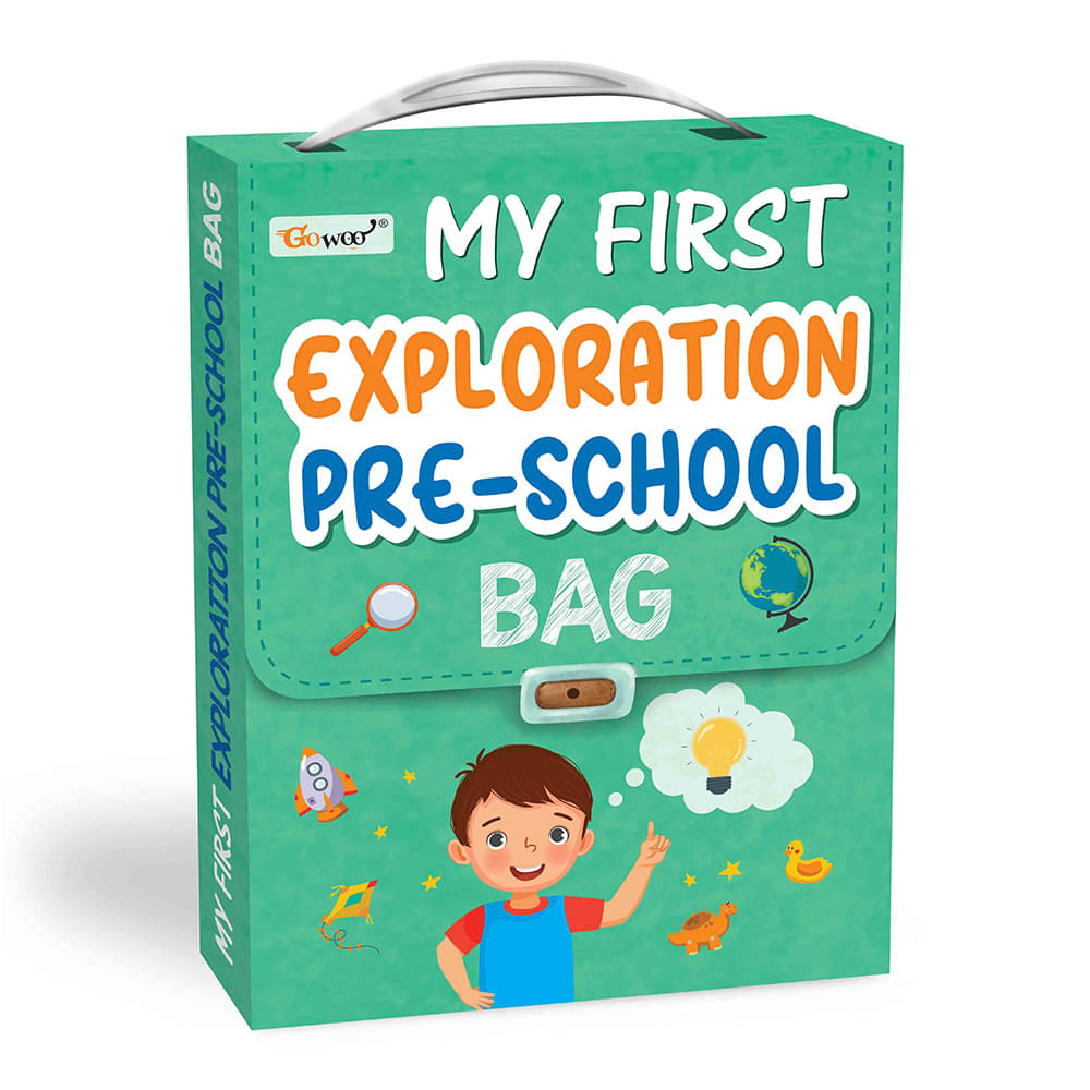     			My first Exploration Preschool Bag : Educational Learning books, Picture Book Collections for Eary Learning, Books for Kids Age 3-12, Shapes, First Words, Alphabet and more | Set of 8 learning book