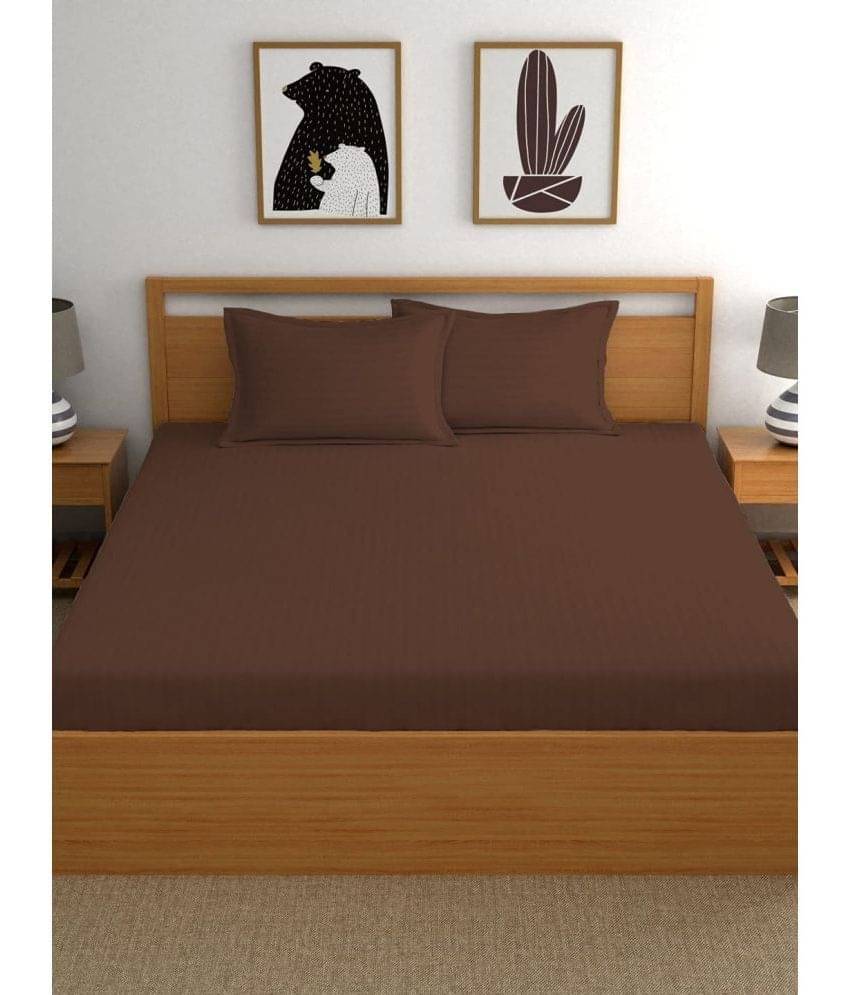     			Neekshaa Satin 1 Double Bedsheet with 2 Pillow Covers ( Brown )