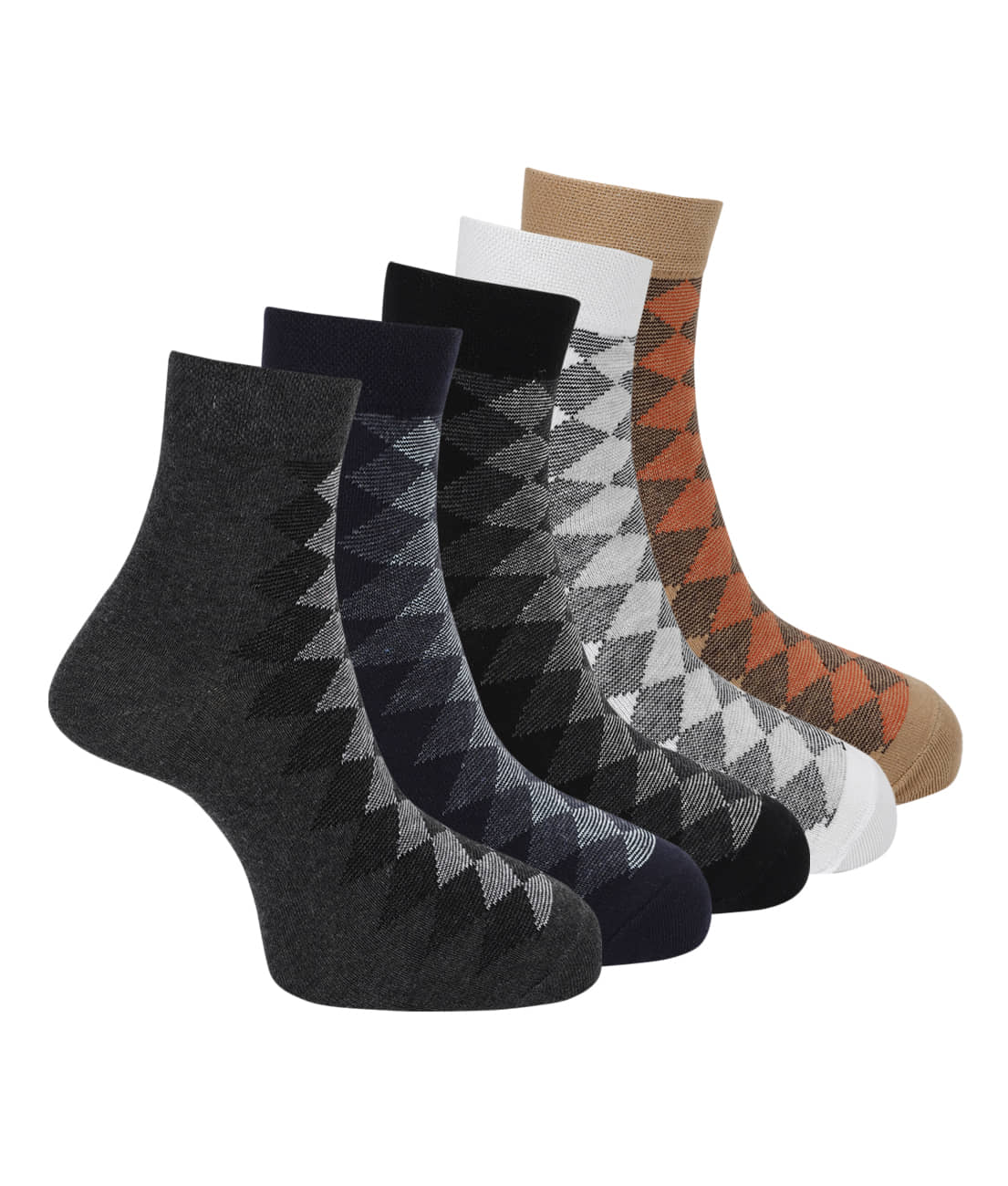 PLAE Cotton Men's Diamond Multicolor Ankle Length Socks ( Pack of 5 ) - Socks | Buy online on ZillyBuy