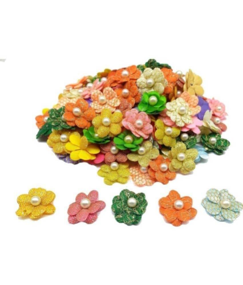 PRANSUNITA Fabric Multicolored Stem Less Fabric Decoration Flower Beads ( Pack of 1 ) - Stationery | Buy online on ZillyBuy
