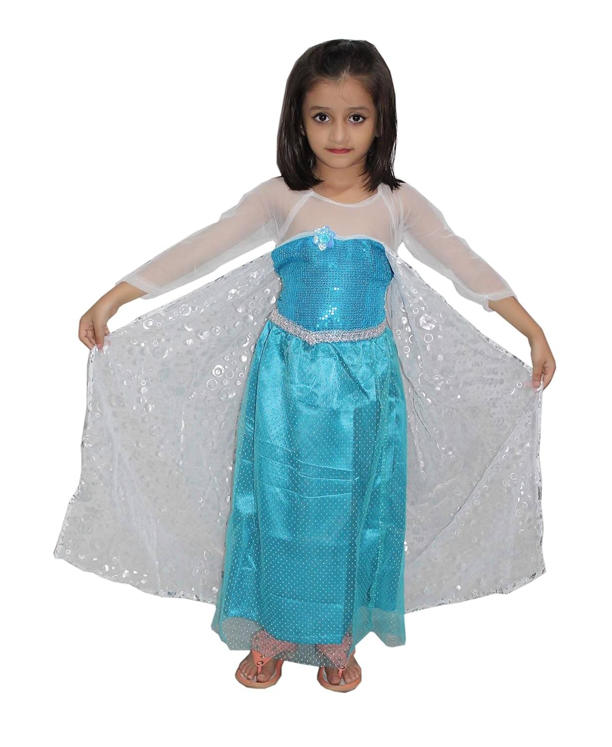 Princess Elsa Gown For Girls, Fairy Tale Costume - Blue, 3-4 Years Princess Elsa Gown For Girls, Fairy Tale Costume - Blue, 3-4 Years