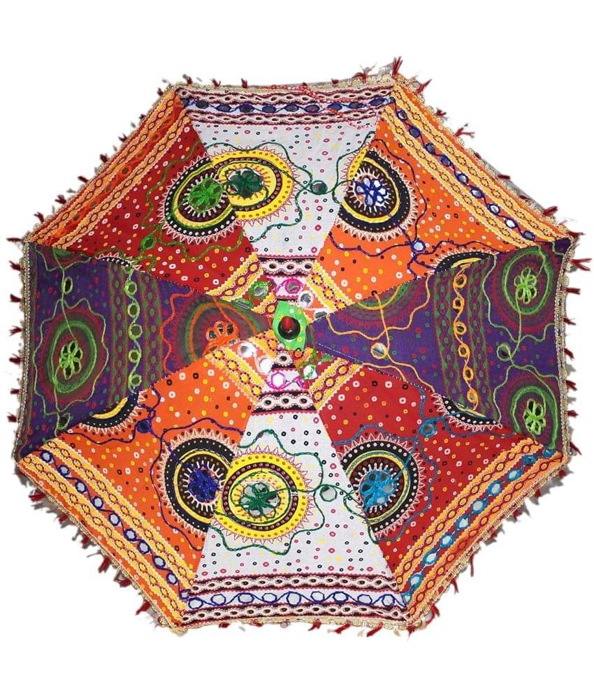 Rajasthani Embroidered Fabric Umbrella for Navratri Decoration - Pack of 1 Rajasthani Embroidered Fabric Umbrella for Navratri Decoration - Pack of 1