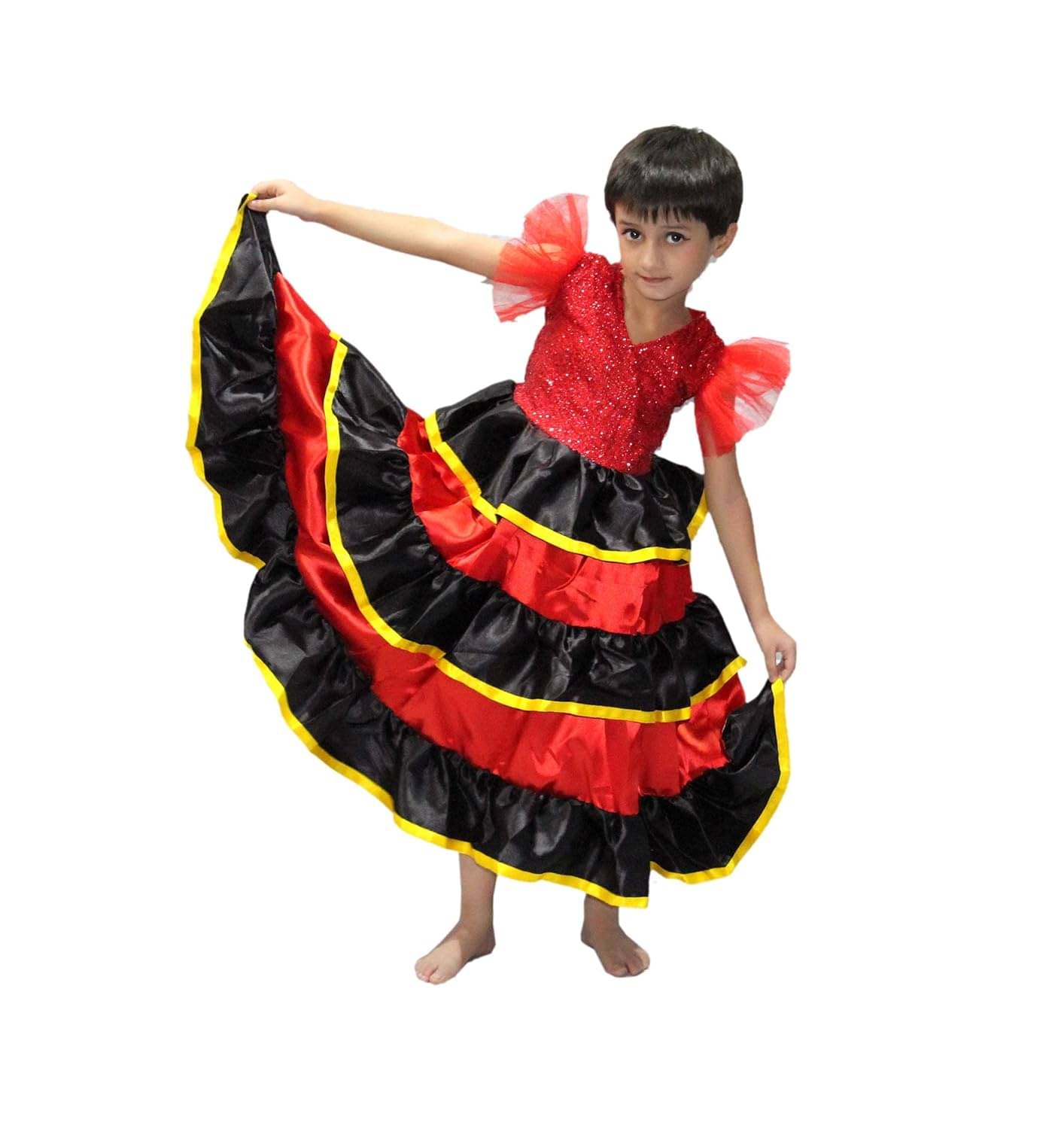 Spanish Dance Dress For Girls, Spanish Costume - Multicolor, 3-4 Years Spanish Dance Dress For Girls, Spanish Costume - Multicolor, 3-4 Years