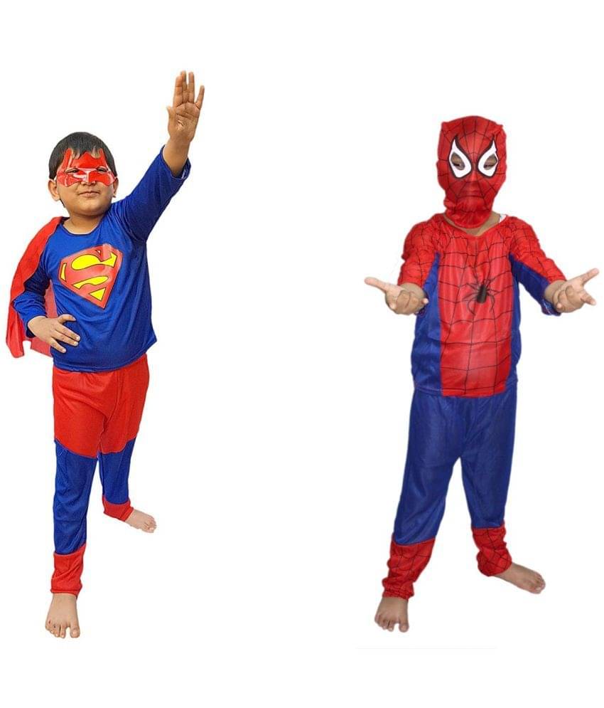     			Spider & Super Hero Dress For Boys, Superhero Costume Combo, 7-8 Yrs (Pack of 2)
