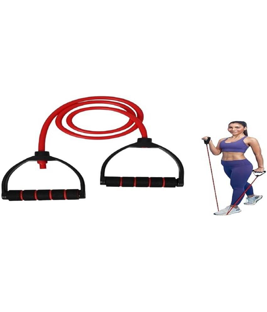     			Toning Tube with Natural and Unbreakable Rubber Exercise Band for Men and Women Exercise & Stretching, Home & Gym Fitness Workout Resistance Tube Toning Band,  Red, Pack of 1