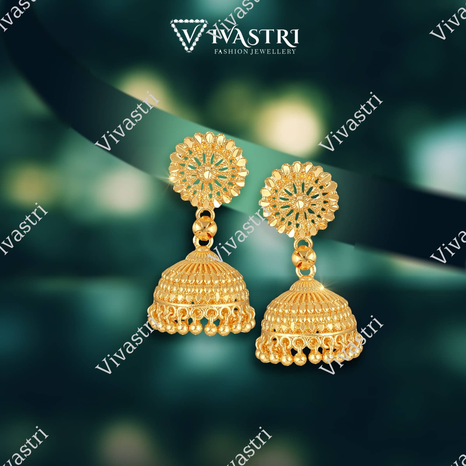 VIVASTRI Golden Jhumki Earrings ( Pack of 1 ) - Earrings | Buy online on ZillyBuy