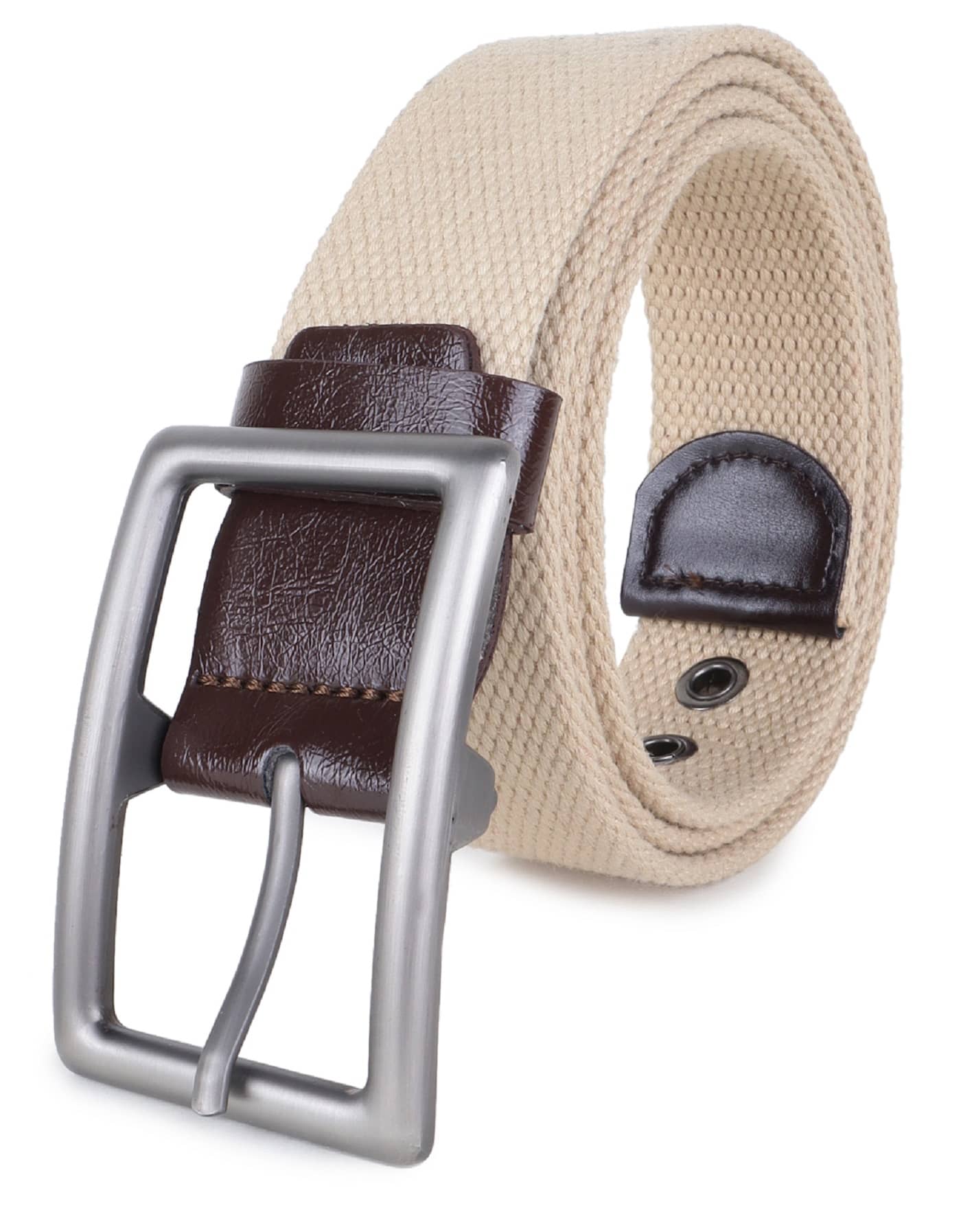 Zacharias - Beige Canvas Men's Casual Belt ( Pack of 1 )