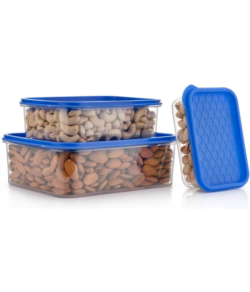     			iview kitchenware Fruit/Dry Fruit/Veg. Plastic Navy Blue Food Container ( Set of 3 )