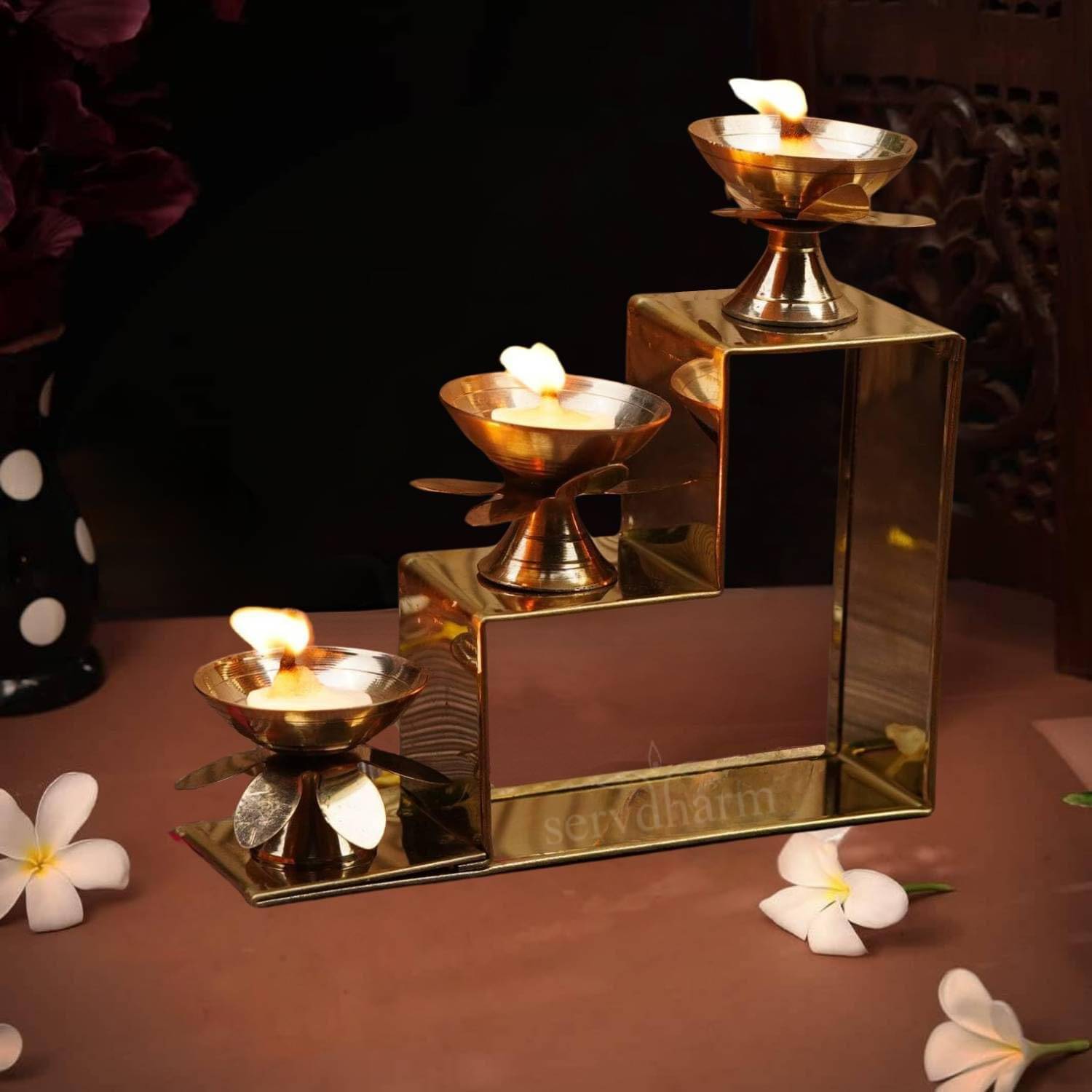     			ServDharm Brass Table Diya - Pack of 1