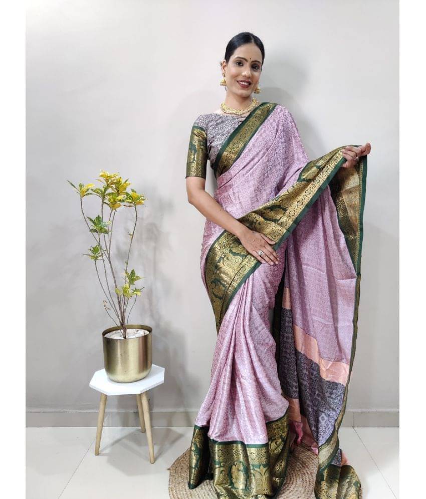 A TO Z CART Banarasi Silk Embellished Saree With Unstitched Blouse Piece ( Fluorescent Green ) A TO Z CART Banarasi Silk Embellished Saree With Unstitched Blouse Piece ( Fluorescent Green )