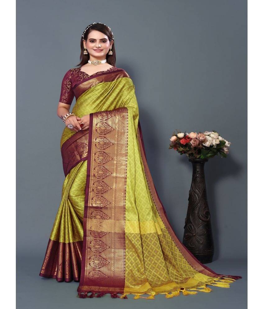 A TO Z CART Cotton Silk Embellished Saree With Unstitched Blouse Piece ( Brown ) A TO Z CART Cotton Silk Embellished Saree With Unstitched Blouse Piece ( Brown )