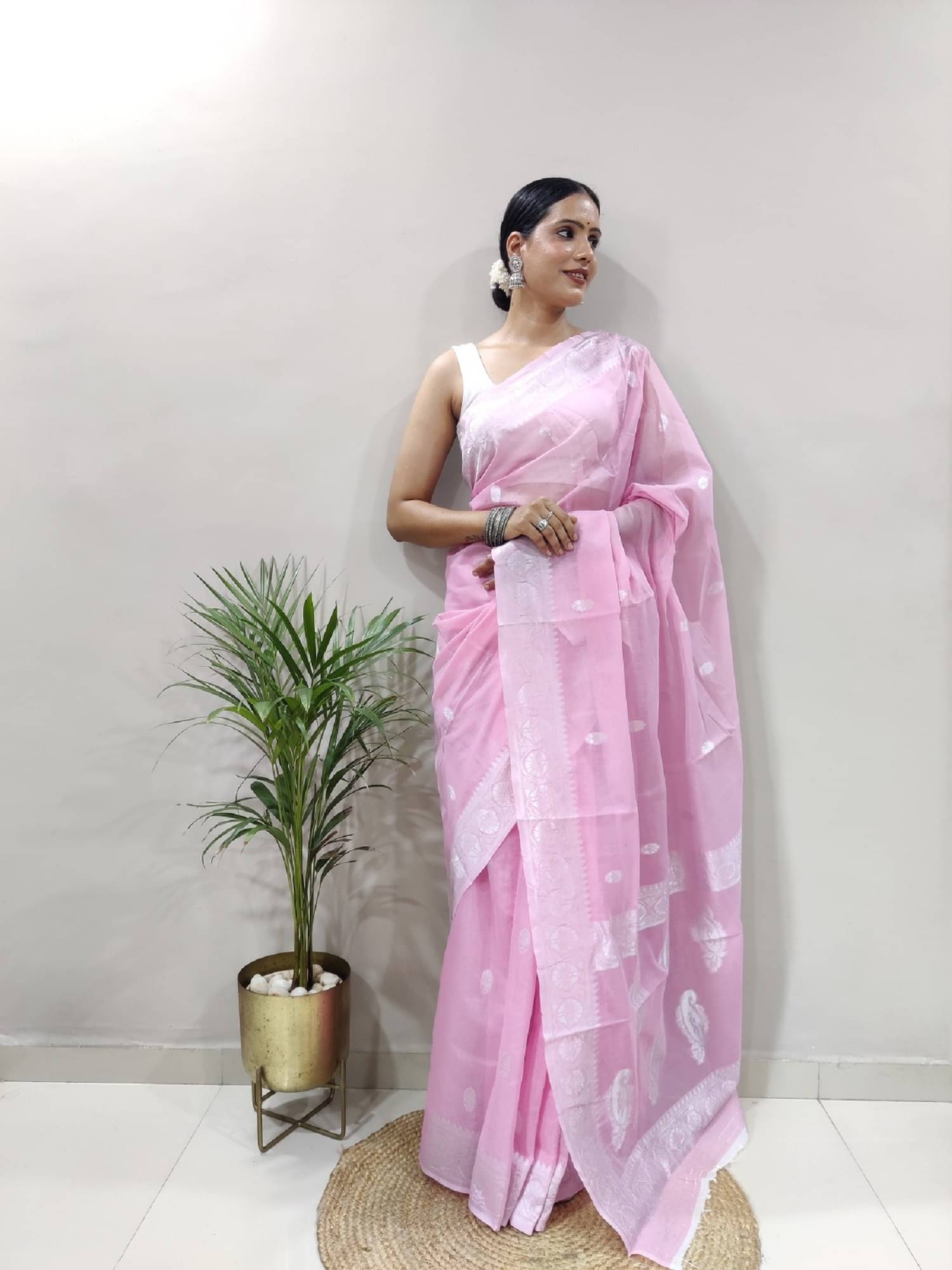 A TO Z CART Cotton Silk Embellished Saree With Unstitched Blouse Piece ( Mauve )     			A TO Z CART Cotton Silk Embellished Saree With Unstitched Blouse Piece ( Mauve )