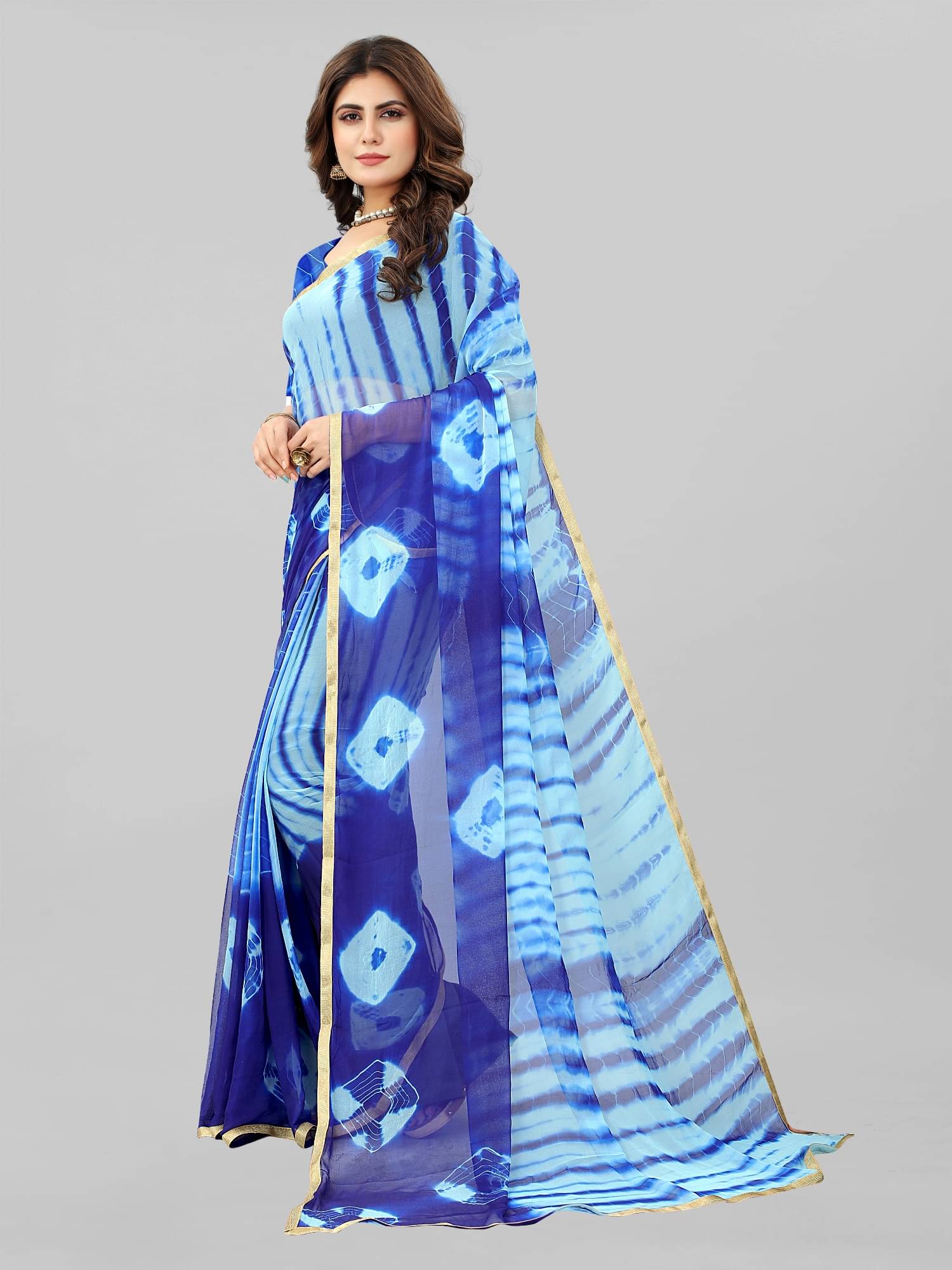 A TO Z CART Georgette Embellished Saree With Unstitched Blouse Piece ( Turquoise ) A TO Z CART Georgette Embellished Saree With Unstitched Blouse Piece ( Turquoise )