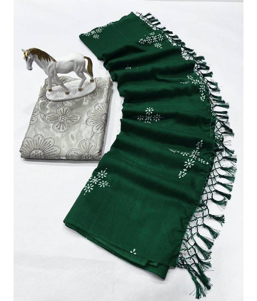 A TO Z CART Silk Embellished Saree With Unstitched Blouse Piece ( Green ) A TO Z CART Silk Embellished Saree With Unstitched Blouse Piece ( Green )