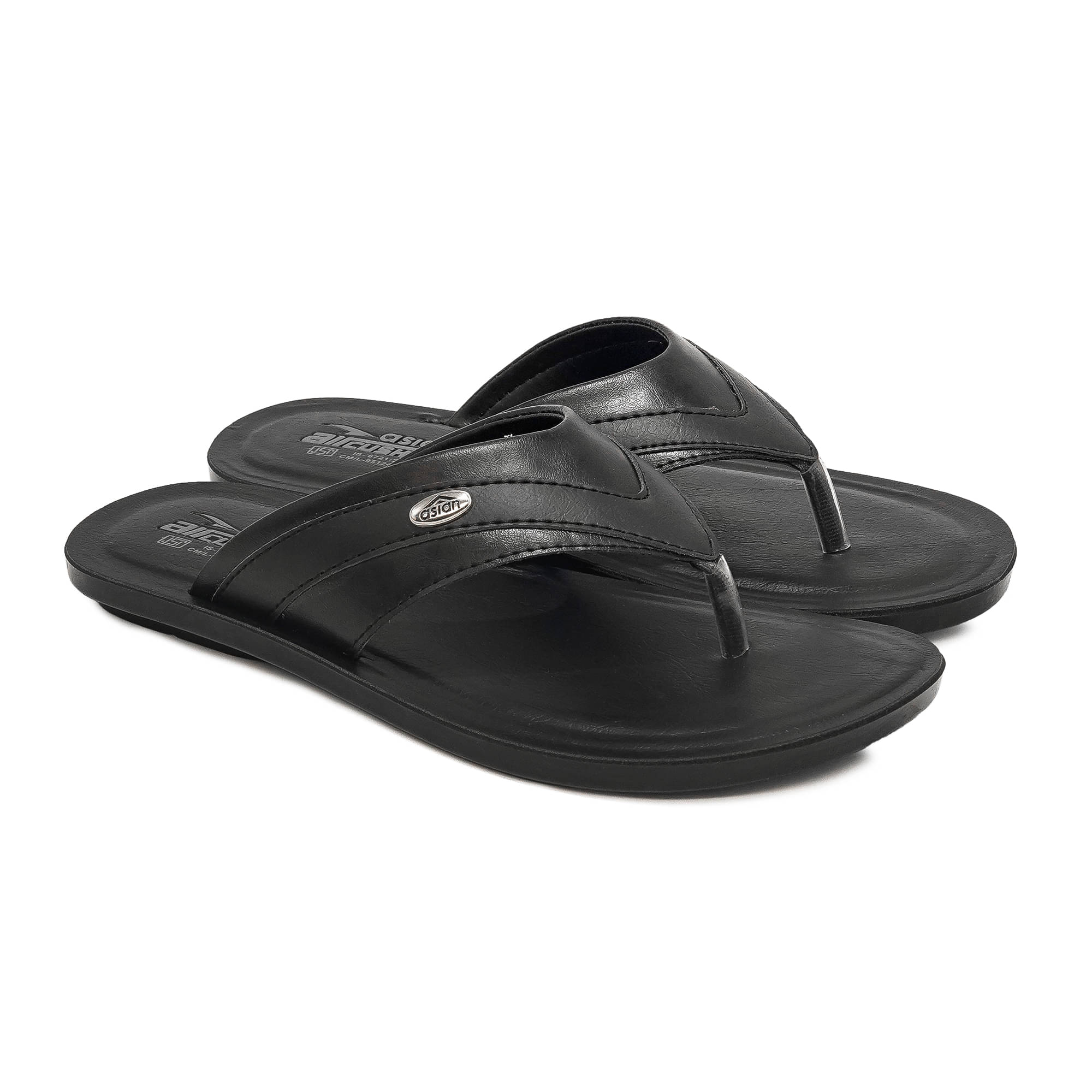     			ASIAN Black Men's Leather Slipper