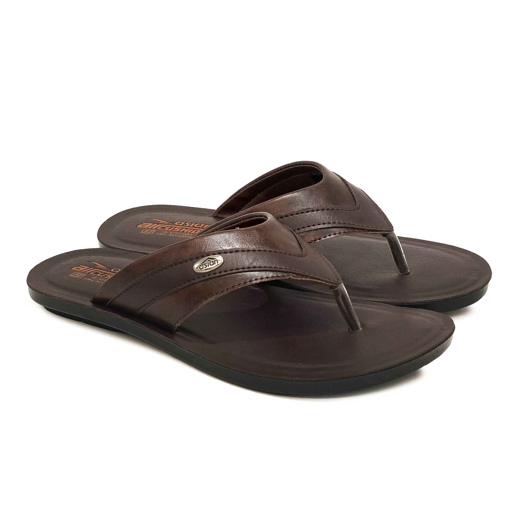     			ASIAN Brown Men's Leather Slipper
