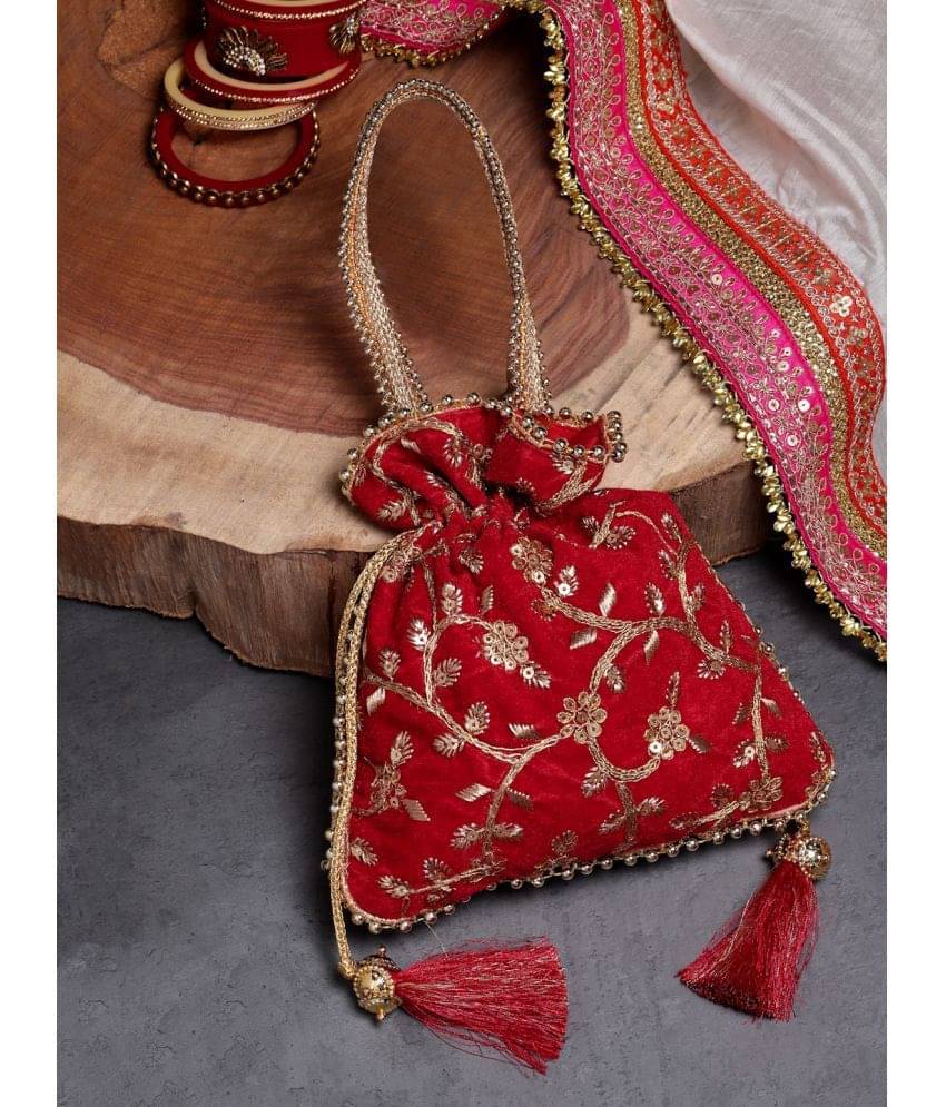     			Anekaant Red Silk Potli