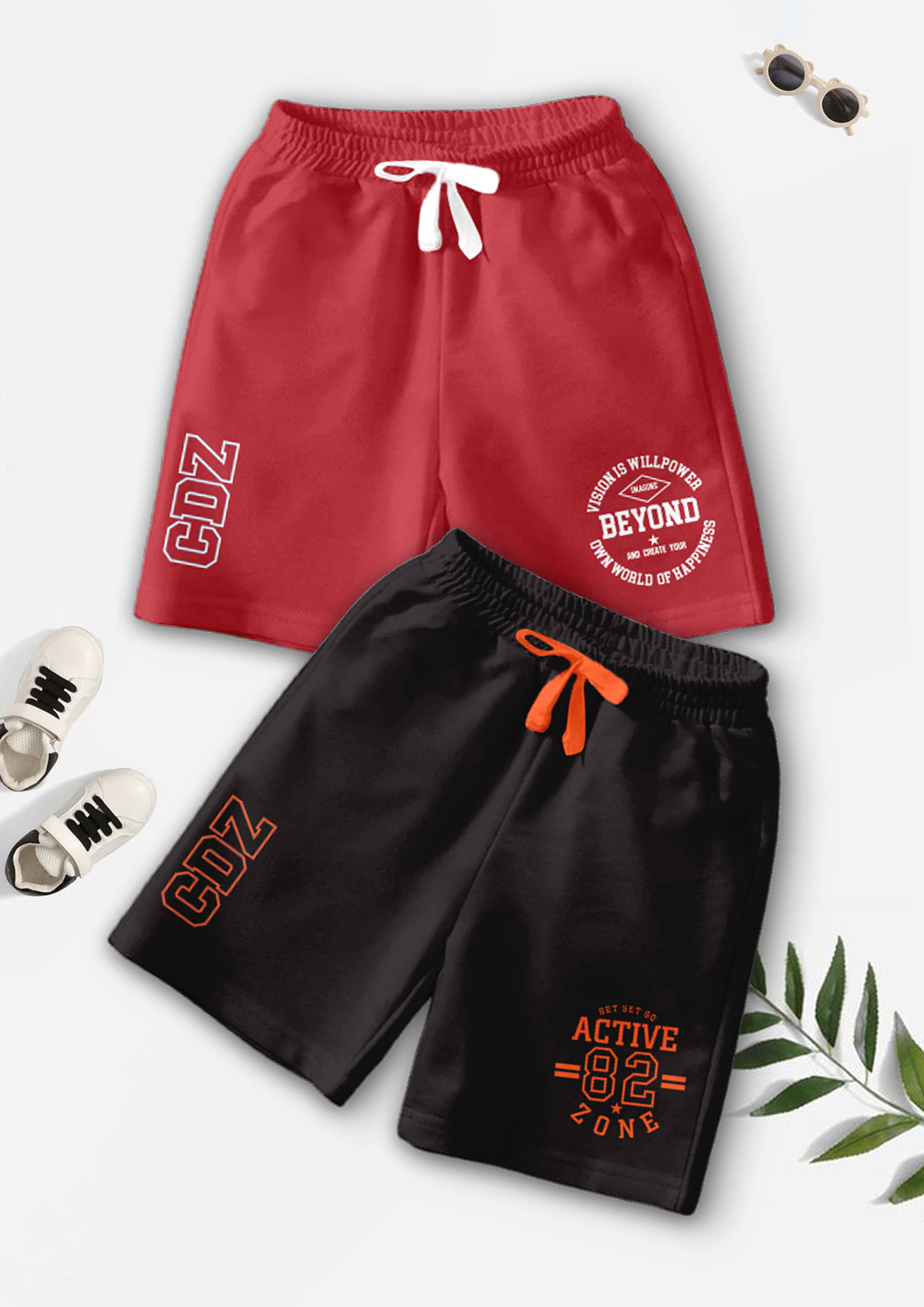     			CODEZ Pack of 2 Cotton Blend Shorts For Boys ( Multicolor )