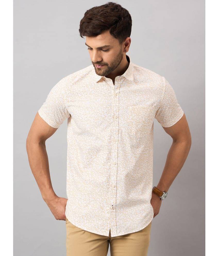     			Club York Cotton Blend Regular Fit Printed Half Sleeves Men's Casual Shirt - Off White ( Pack of 1 )