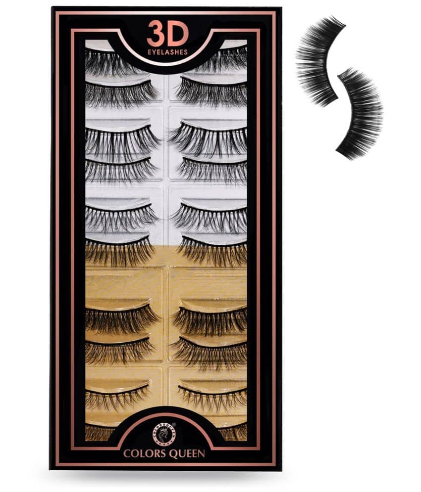 Colors Queen 10 Pairs 3D Eyelashes Natural Hair, Reusable False Eyelashes (Pack of 1) - Makeup - Eyes | Buy online on ZillyBuy