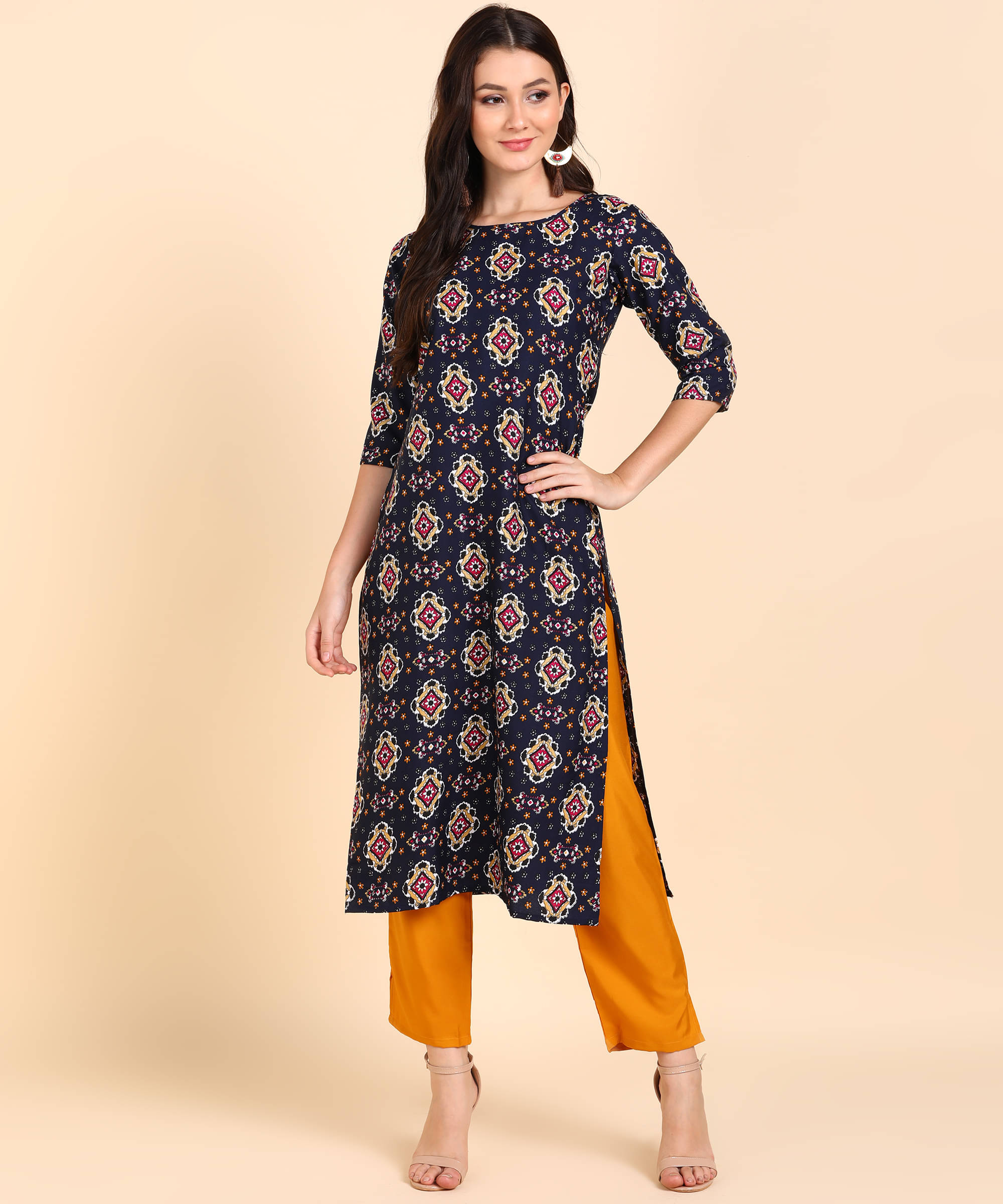 DSK STUDIO Crepe Printed Kurti With Pants Women's Stitched Salwar Suit - Multicolor ( Pack of 1 )     			DSK STUDIO Crepe Printed Kurti With Pants Women's Stitched Salwar Suit - Multicolor ( Pack of 1 )