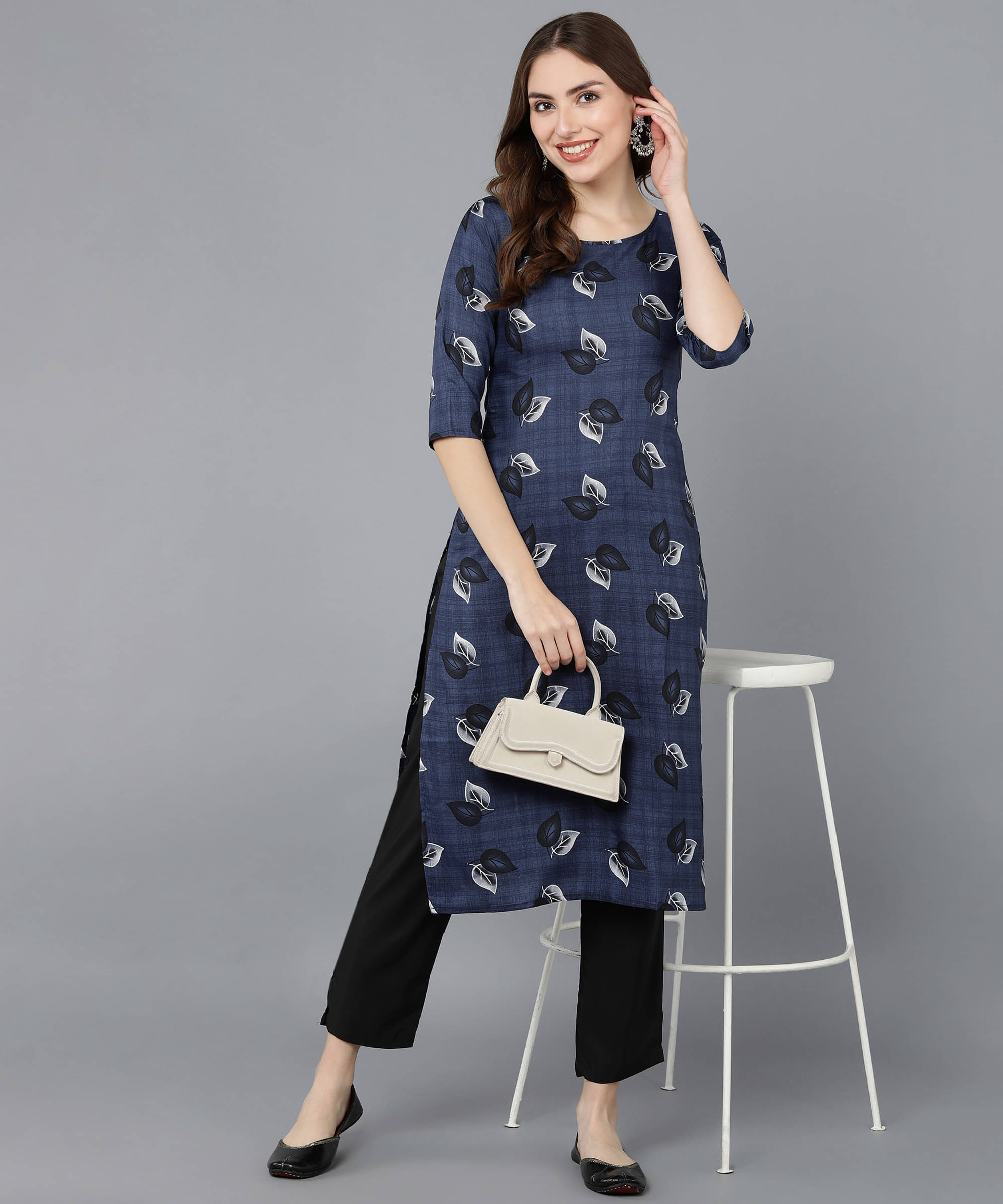     			DSK STUDIO Crepe Printed Kurti With Pants Women's Stitched Salwar Suit - Light Blue ( Pack of 1 )