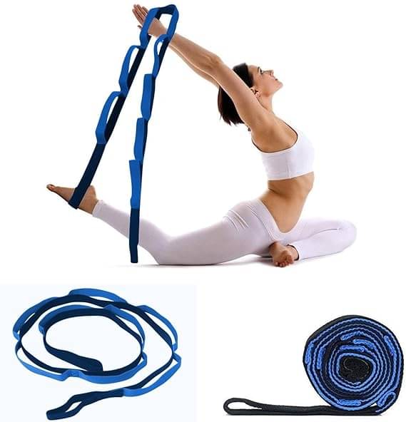Exercise Polyester Band 9 Loops Stretching Strap for Fitness Physical Therapy Pilates Nylon Yoga Strap (Blue), Pack of 1 Exercise Polyester Band 9 Loops Stretching Strap for Fitness Physical Therapy Pilates Nylon Yoga Strap (Blue), Pack of 1