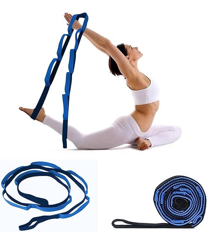Exercise Polyester Band 9 Loops Stretching Strap for Fitness Physical Therapy Pilates Nylon Yoga Strap (Blue), Pack of 1 - Sports and Fitness Equipment | Buy online on ZillyBuy