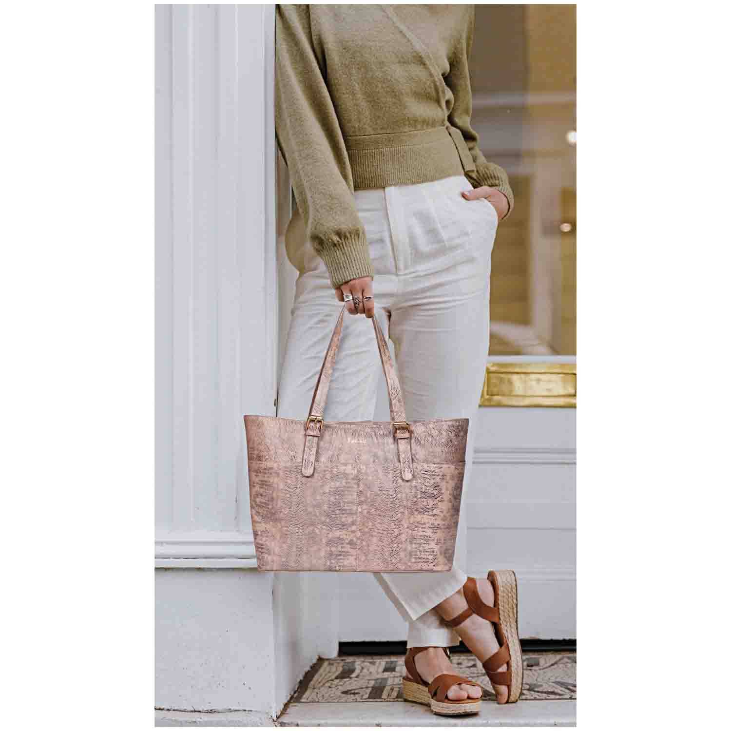     			FAVORE Peach Pure Leather Shoulder Bag