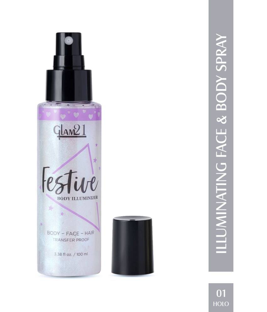 Glam21 Illuminating Face & Body Spray Long Lasting Make-Up Fixer Non-transferrable 100ml Shade-01 Glam21 Illuminating Face & Body Spray Long Lasting Make-Up Fixer Non-transferrable 100ml Shade-01