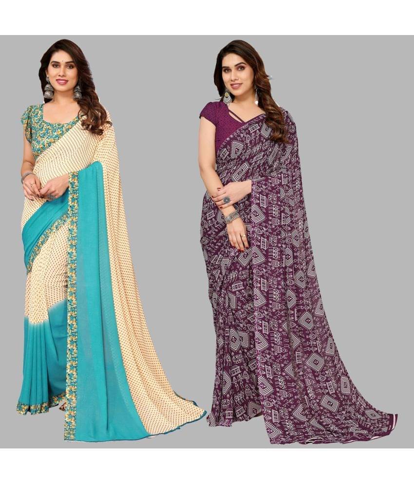 Kashvi Sarees Georgette Printed Saree With Unstitched Blouse Piece ( Multicolor ) Kashvi Sarees Georgette Printed Saree With Unstitched Blouse Piece ( Multicolor )