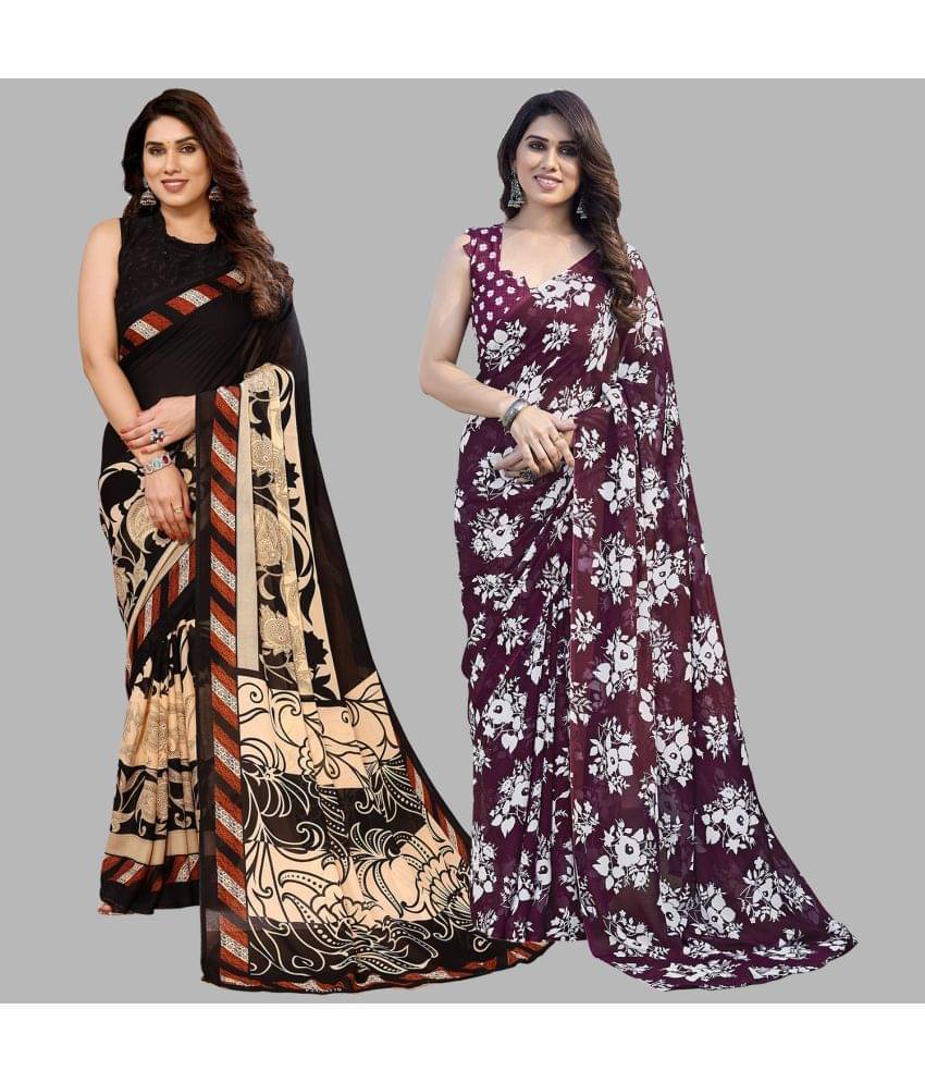     			Kashvi Sarees Georgette Printed Saree With Unstitched Blouse Piece ( Multicolor )