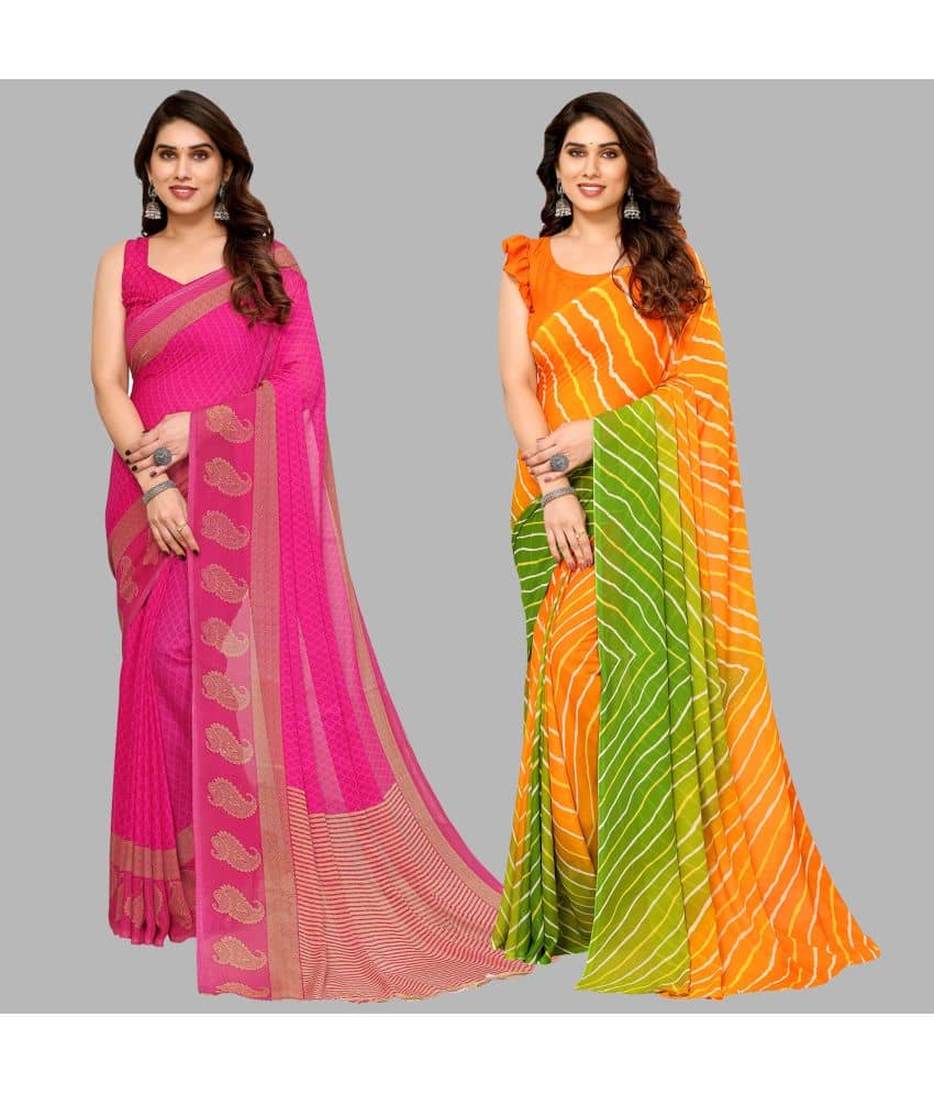 Kashvi Sarees Georgette Printed Saree With Unstitched Blouse Piece ( Multicolor ) - Sarees | Buy online on ZillyBuy