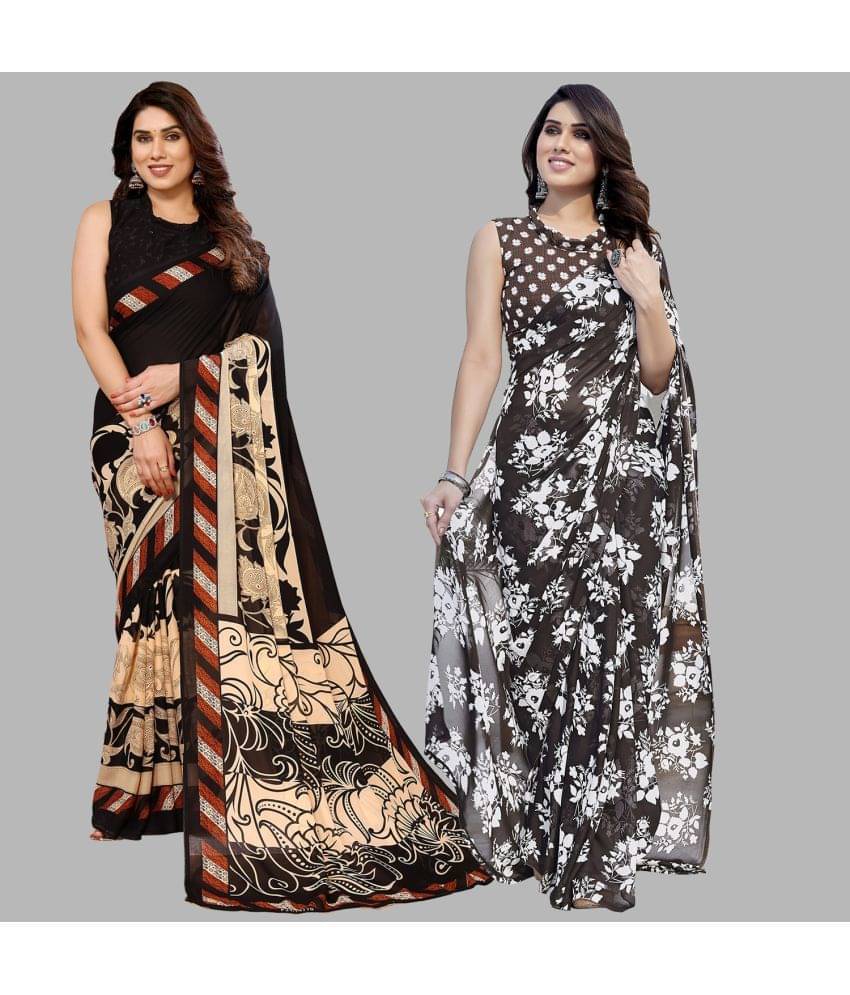     			Kashvi Sarees Georgette Printed Saree With Unstitched Blouse Piece ( Multicolor )
