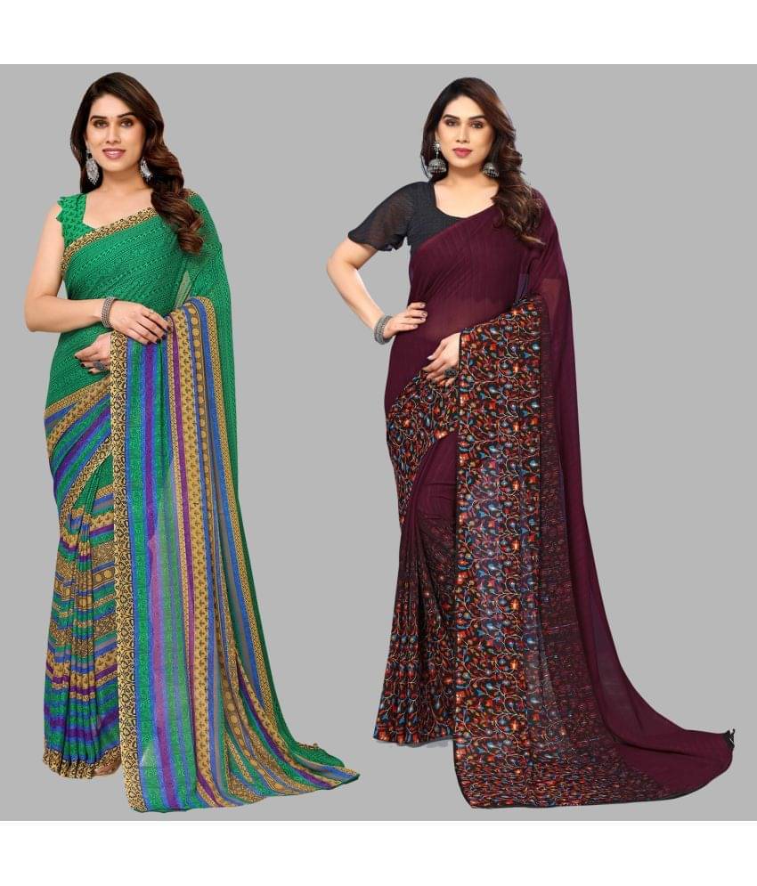 Kashvi Sarees Georgette Printed Saree With Unstitched Blouse Piece ( Multicolor ) Kashvi Sarees Georgette Printed Saree With Unstitched Blouse Piece ( Multicolor )