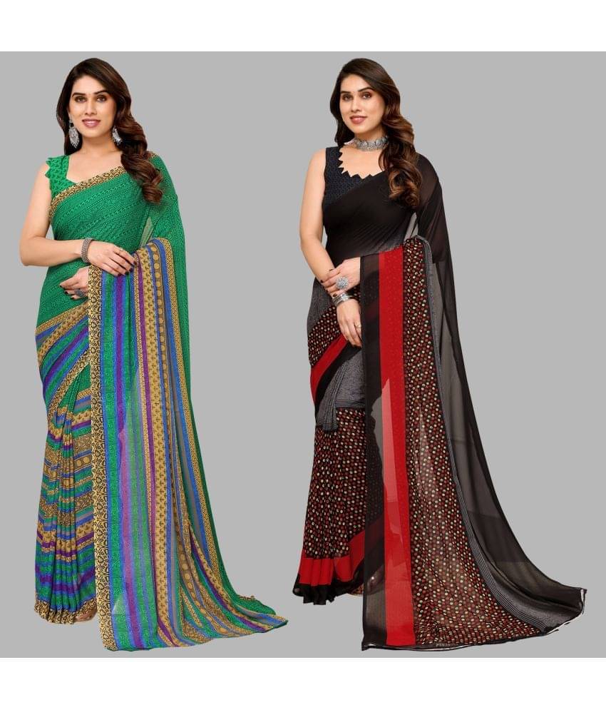 Kashvi Sarees Georgette Printed Saree With Unstitched Blouse Piece ( Multicolor ) Kashvi Sarees Georgette Printed Saree With Unstitched Blouse Piece ( Multicolor )