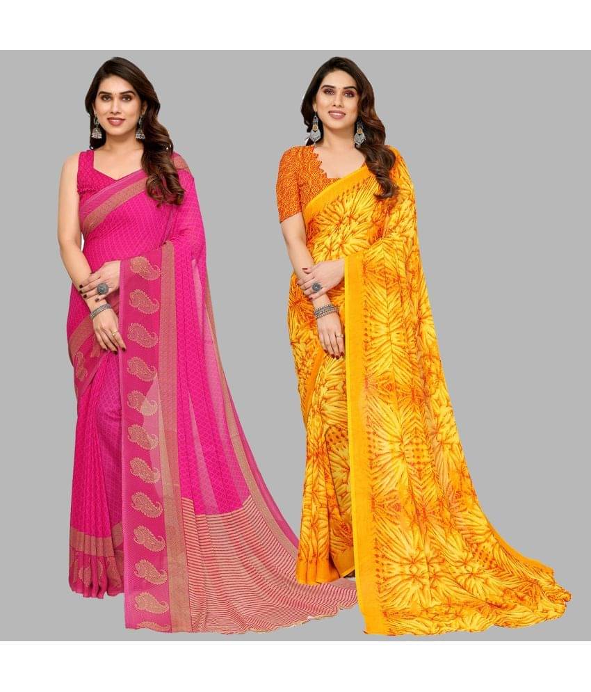 Kashvi Sarees Georgette Printed Saree With Unstitched Blouse Piece ( Multicolor )     			Kashvi Sarees Georgette Printed Saree With Unstitched Blouse Piece ( Multicolor )