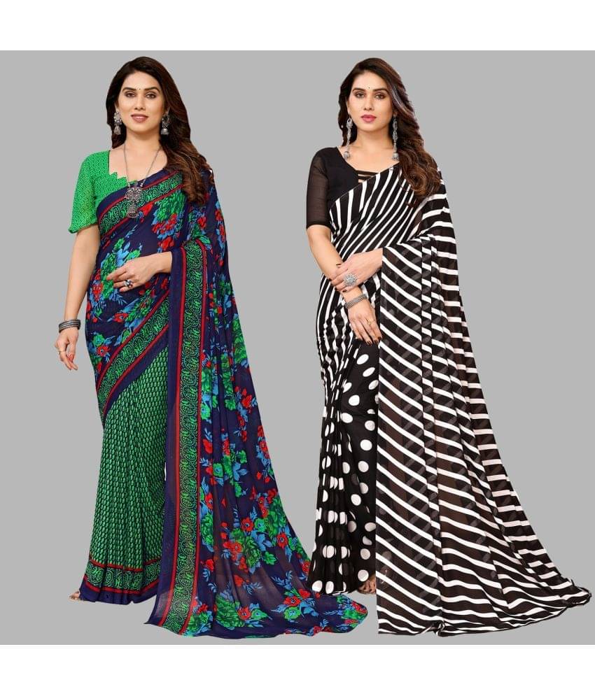 Kashvi Sarees Georgette Printed Saree With Unstitched Blouse Piece ( Multicolor )     			Kashvi Sarees Georgette Printed Saree With Unstitched Blouse Piece ( Multicolor )
