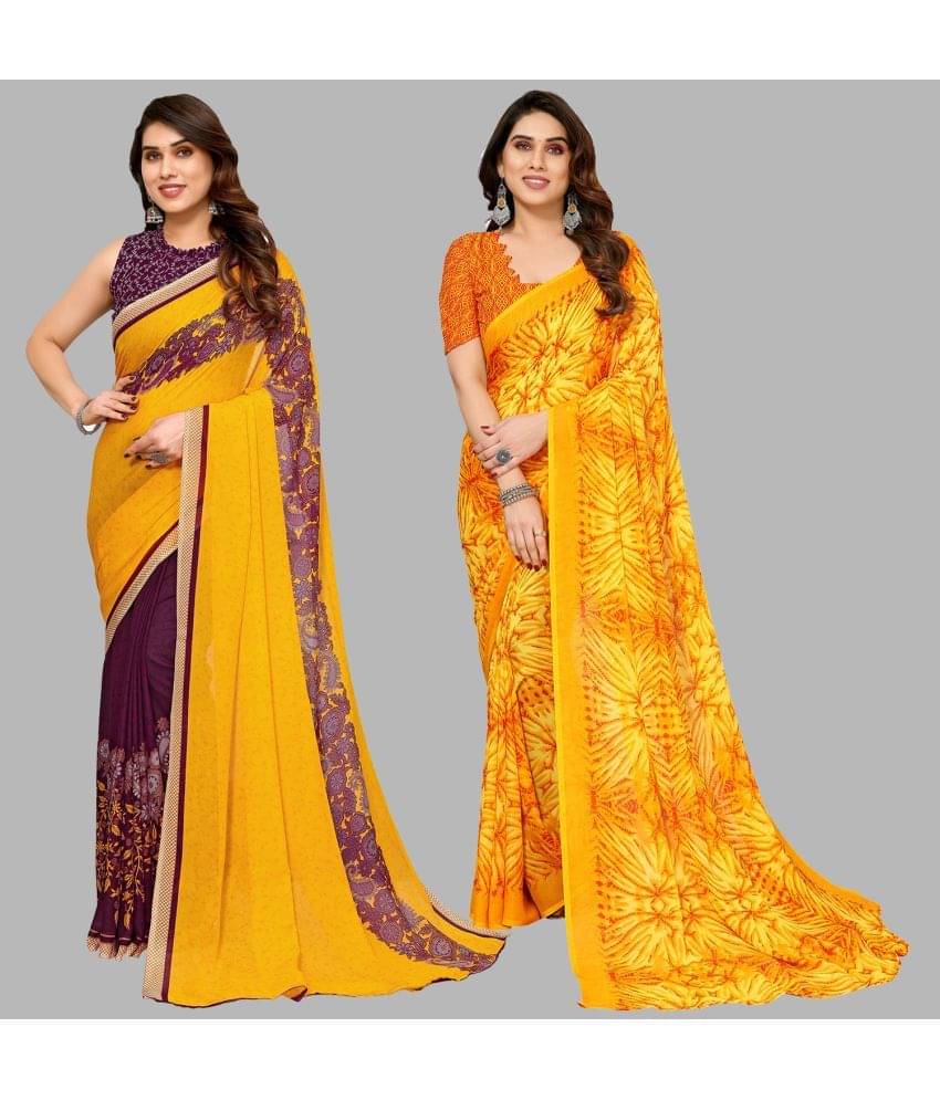 Kashvi Sarees Georgette Printed Saree With Unstitched Blouse Piece ( Multicolor ) Kashvi Sarees Georgette Printed Saree With Unstitched Blouse Piece ( Multicolor )