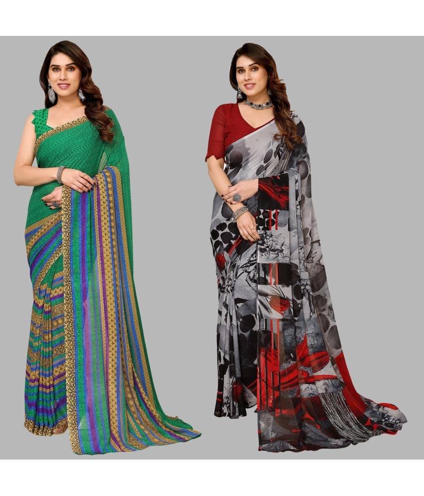 Kashvi Sarees Georgette Printed Saree With Unstitched Blouse Piece ( Multicolor ) Kashvi Sarees Georgette Printed Saree With Unstitched Blouse Piece ( Multicolor )