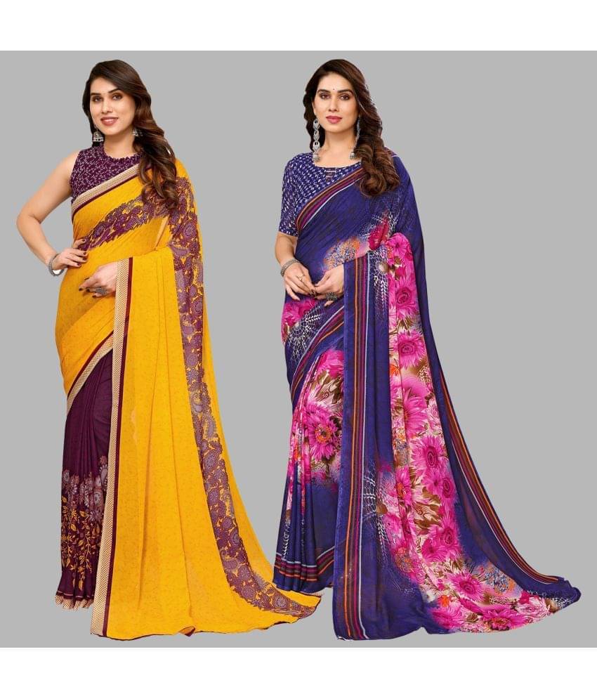 Kashvi Sarees Georgette Printed Saree With Unstitched Blouse Piece ( Multicolor ) Kashvi Sarees Georgette Printed Saree With Unstitched Blouse Piece ( Multicolor )