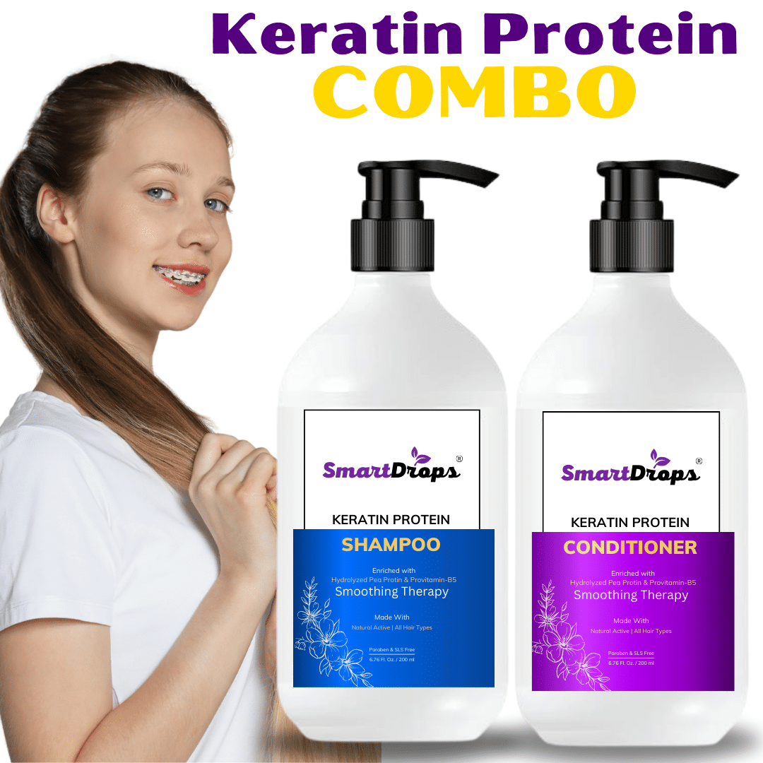     			Keratin Protein Shampoo Conditioner For Straighter Shinier Hair Shampoo Dandruff Control Hair Fall Control Long Hair Nourishes Hair & Controls Frizz For Men & Women