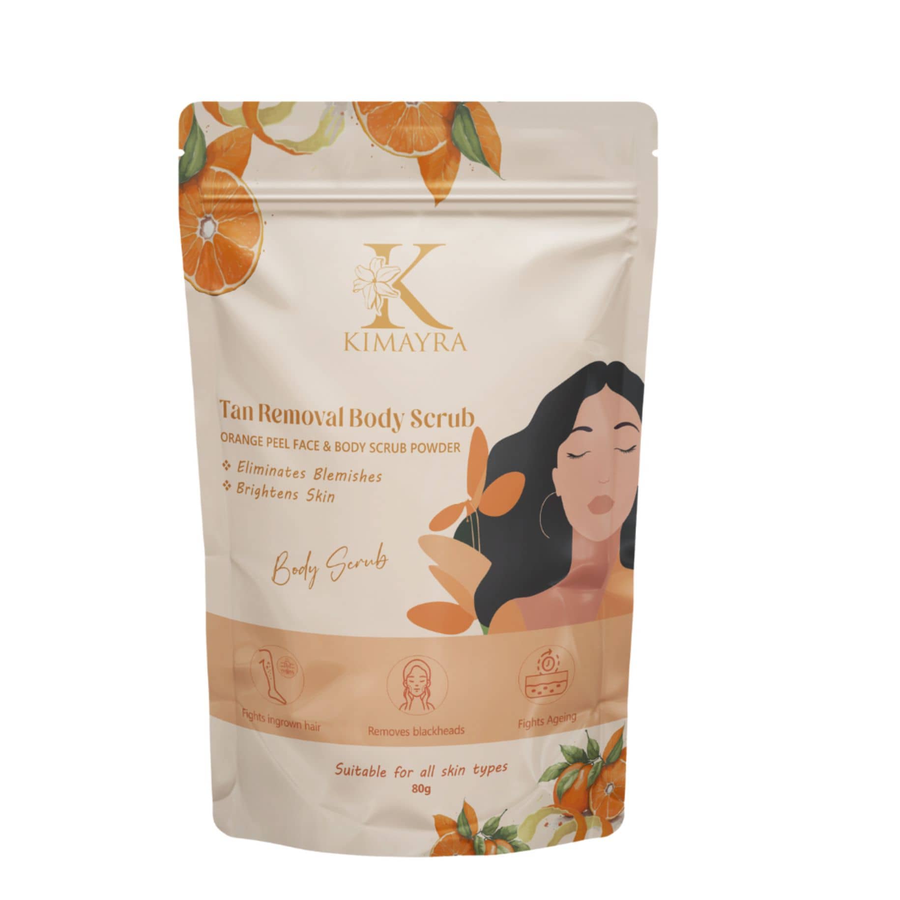 Kimayra Orange Peel Face & Body Scrub Powder | Bathing Scrub Powder for Tan-Free Skin